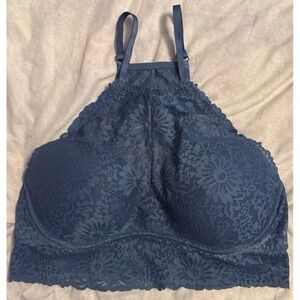 Victoria's Secret PINK‎ Blue High Neck Lace Bralette, Large